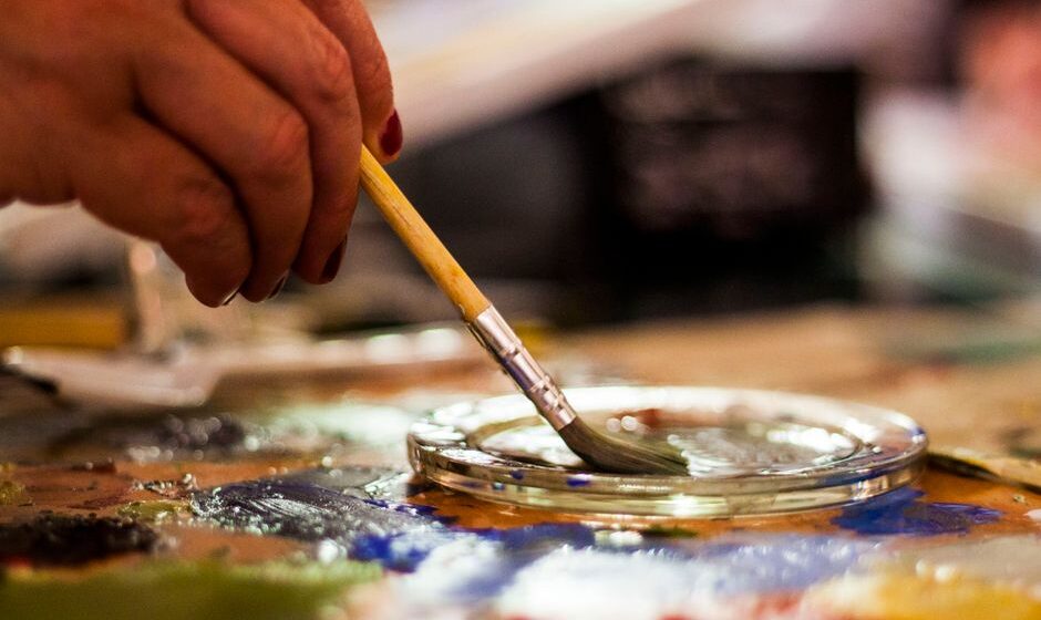 workshop plate and painting